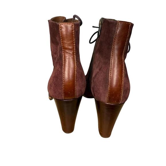 Kork Ease ELFA Burgundy Wine Merlot Suede Chunky Block Heel Lace Up Boot Size 7 - Picture 4 of 6